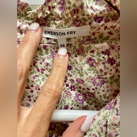 Emerson Fry Cecile Blouse Purple Calico Floral Sz XS - Picture 6 of 8